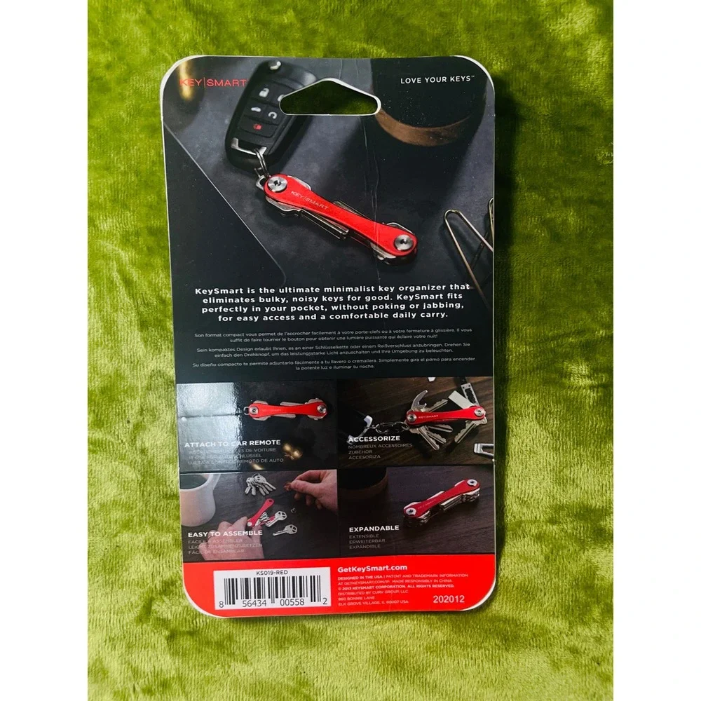 KeySmart Compact Key Organizer Red Slim EDC Holder‎ Up To 8 Keys Brand New